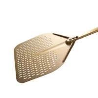 Gold pizza peel made of aluminum perforated